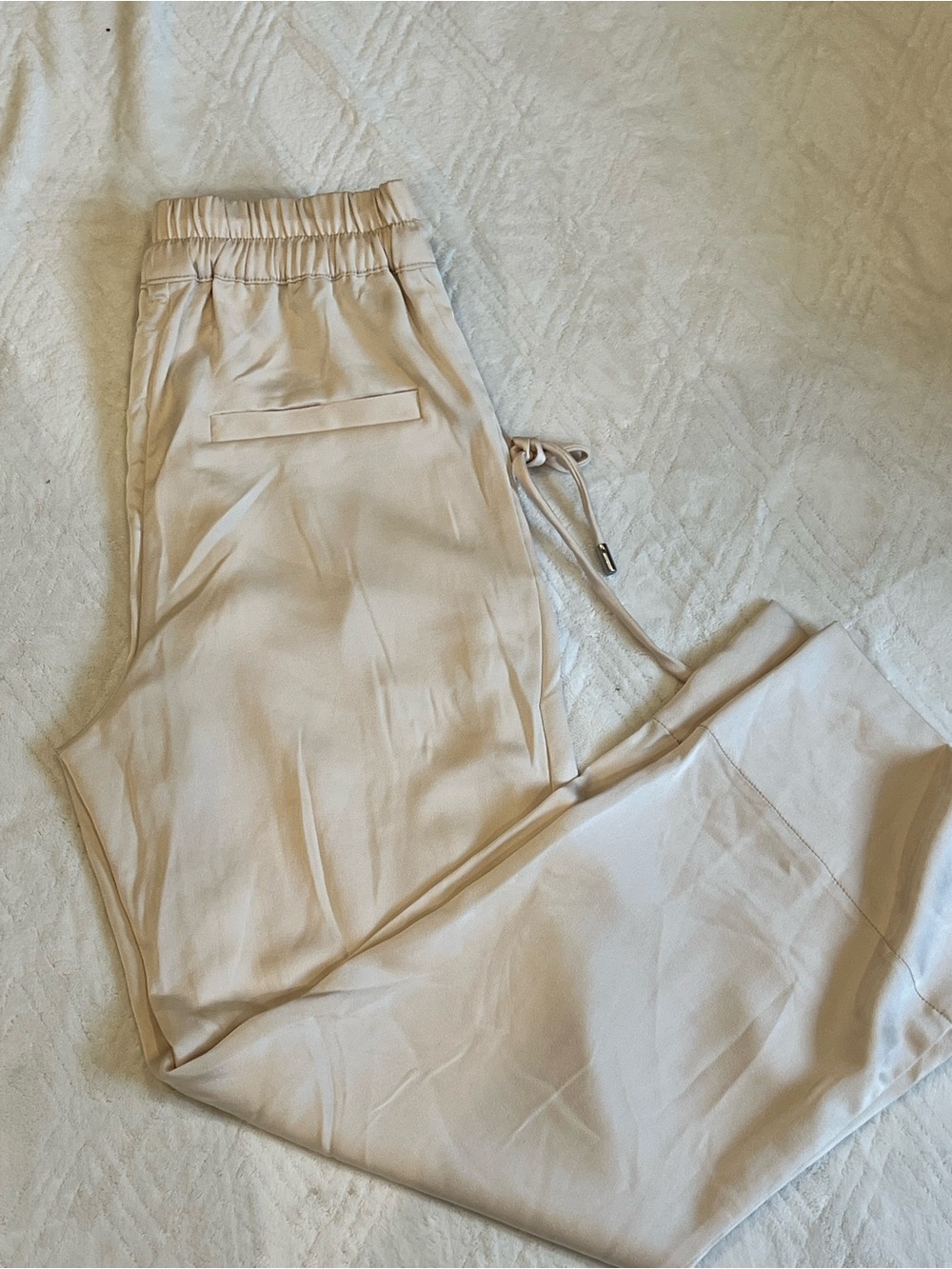 Women’s Cream Satin Wide-Leg Pants - Picture 3 of 5